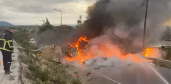 Adana-Pozantı Otoyolu'nda devrilen tırda çıkan yangın söndürüldü