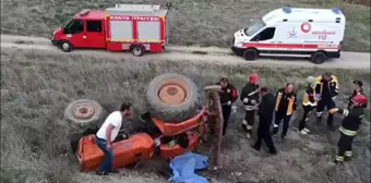 Şarampole devrilen traktörün altında kalan sürücü hayatını kaybetti