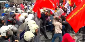 Saraçhane'den Taksim'e yürümek isteyen eylemciler polise damacana ile vurdu