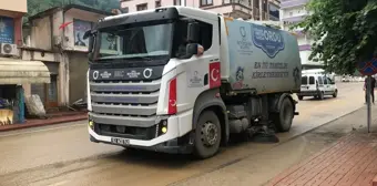 Ordu'da şiddetli yağıştan etkilenen İkizce ve Çaybaşı ilçelerinde temizlik ve hasar tespit çalışmaları başladı