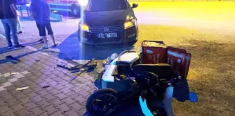 Konya'da elektrikli bisikletli kurye otomobille çarpıştı, 1 kişi yaralandı