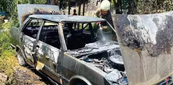 Hatay'da park halindeyken yanan otomobil kullanılamaz hale geldi