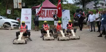 Rize'de Uluslararası Tulum ve Kemençe Festivali'nde Tahta Araba Yarışması Gerçekleştirildi