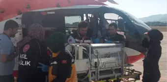 Tokat'ta kalp damarlarındaki rahatsızlık için tedavi gören bebek ambulans helikopterle Konya'ya gönderildi