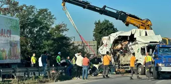 Akyazı'da sebze yüklü kamyon devrildi: 2 yaralı