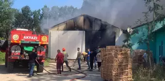 Sakarya'da ahşap askı atölyesinde çıkan yangın söndürüldü