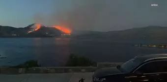 İzmir Urla'da Orman Yangını Söndürme Çalışmaları Devam Ediyor