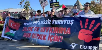 Erzurum'da İsrail'in Gazze'ye yönelik saldırılarını protesto eden sağlık çalışanları sessiz yürüyüşlerine devam etti