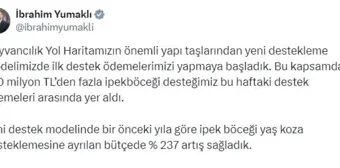 Tarım ve Orman Bakanı Yumaklı: İpek böceği yaş koza desteklemesine yüzde 237 artış sağladık