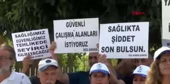 Adana Tabip Odası ve Sağlık Sendikaları İl Sağlık Müdürlüğü önünde eylem yaptı