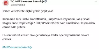 Barış Pınarı Operasyonu'nda 2 PKK/YPG'li Terörist Etkisiz Hale Getirildi