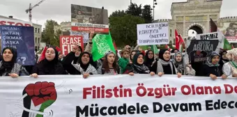 Fatih'te İsrail protestosu; sloganlar atan grup yürüyüş yaptı