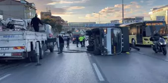 Pendik D-100 Karayolu'nda Kamyonet Devrildi, Uzun Araç Kuyrukları Oluştu