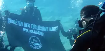 Bodrum'da Dalış Öğrencilerinden Kadına Şiddete Karşı Farkındalık Etkinliği