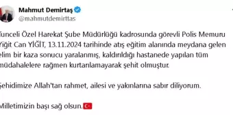 Tunceli'de atış eğitim alanında yaralanan polis memuru şehit oldu