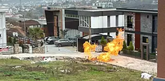 Kocaeli'de İş Makinesi Doğal Gaz Borusuna Zarar Verdi, Yangın Paniğe Yol Açtı