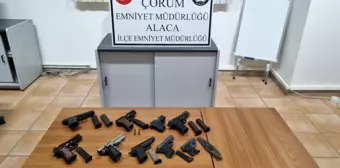 Çorum'un Alaca ilçesinde 9 tabanca ele geçirildi