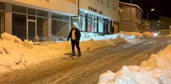 Bayburt'ta Nalburun Önünde Kış Eğlencesi: Kayak