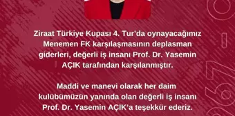 Elazığspor'un Deplasman Giderleri Prof. Dr. Yasemin Açık Tarafından Karşılandı