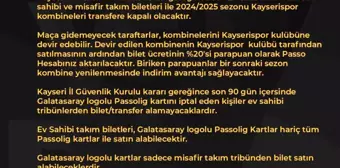 Kayserispor-Galatasaray Maçının Bilet Fiyatları Açıklandı