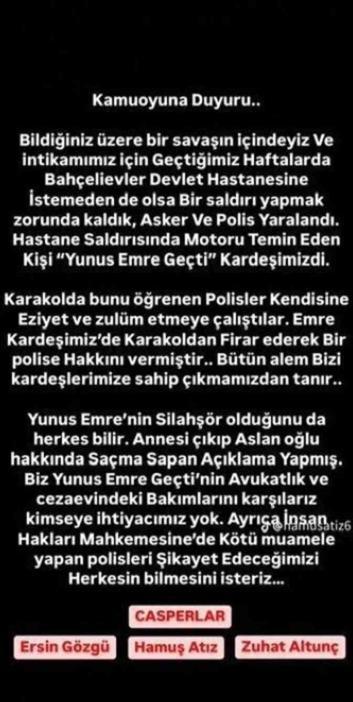 Ümraniye'de kadın polisi şehit eden caniye Casperlar çetesi sahip çıktı