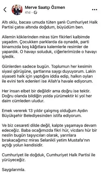 Aydın Büyükşehir Belediyesi'nde peş peşe istifalar