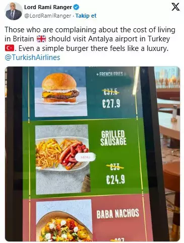 Türkiye'ye tatile gelen İngiliz Lord, havalimanındaki fiyatlara şaştı kaldı