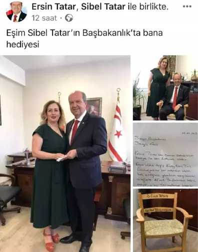 KKTC Başbakanı'nın Eşi, Özel Mektupla Beraber Başbakana Sandalye Hediye Etti