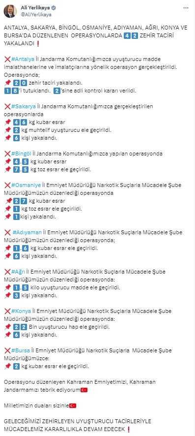 İçişleri Bakanı Yerlikaya: