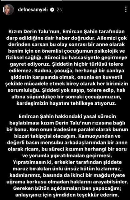 Defne Samyeli sessizliğini bozdu: Kızım Derin Talu'nun Emircan Şahin'den şiddet gördüğü iddiaları doğru