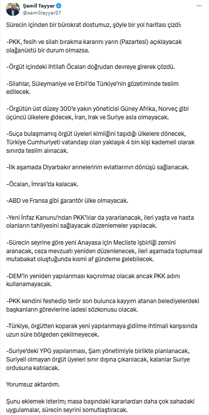 Terörsüz Türkiye sürecinin içindeki bürokrat yol haritasını çizdi