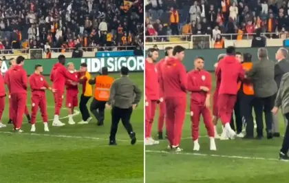 Maç öncesi olay: Sahaya giren taraftar, Galatasaraylı futbolcuların arasına daldı