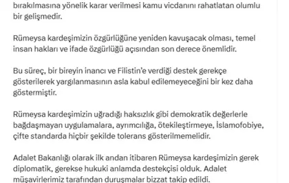 Türk Öğrencinin Serbest Bırakılması Adalet Bakanı'ndan Hoşgeldin Mesajı