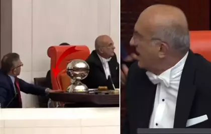 Meclis'te gergin anlar! İYİ Partili katip üyesi, TBMM Başkanvekili'nin kürsüsüne vurdu