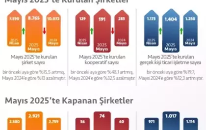 Mayıs 2025'te Şirket Kurulumu ve Kapanmaları Arttı