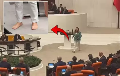 CHP'li Semra Dinçer Meclis kürsüsüne çıplak ayakla çıktı