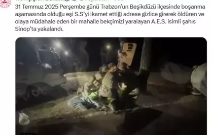 Boşanma Aşamasındaki Eşini Öldüren Zanlı Sinop'ta Yakalandı