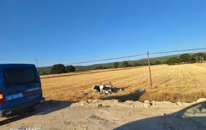 Emet'te Güneşten Etkilenen Sürücü Tarlaya Uçtu, İki Yaralı