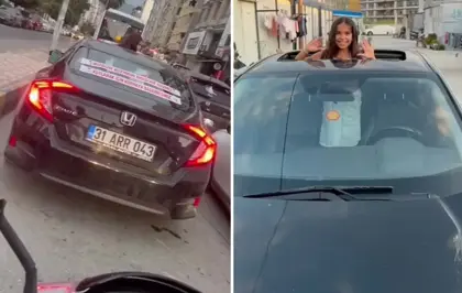 Aracının arkasına yazdığı yazıyla kızının doğum gününü tüm şehre kutlattı