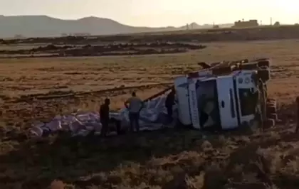 Mardin'de Tırın Şarampole Devrilmesi: Sürücü Yaralandı