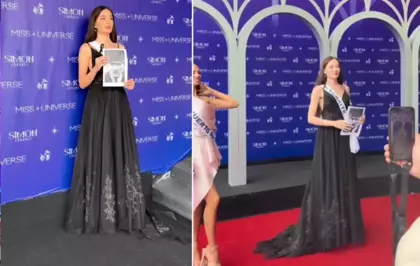 Miss Universe Türkiye Ceren Arslan siyahlara büründü, Atatürk'ün portresiyle yürüdü