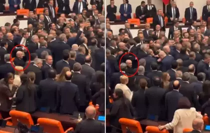 Meclis'teki yumruklu kavga esnasında dikkat çeken görüntü