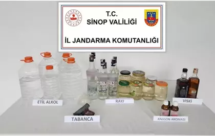 Sinop'ta sahte içki operasyonunda 3 kişi yakalandı