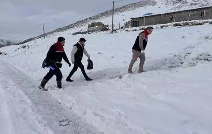 Hakkari'de veteriner hekimler hayvanların sağlığı için karlı yolları aşıyor