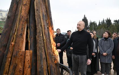 Azerbaycan Cumhurbaşkanı Aliyev, Hocavent'te Nevruz ateşini yaktı