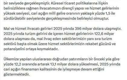 Cevdet Yılmaz: Cari açık, OVP ile uyumlu gerçekleşmiştir