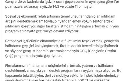 Cevdet Yılmaz: Yatırım, istihdam, üretim ve ihracat odaklı politikalarımız ile sosyal refahı artırmayı amaçlıyoruz
