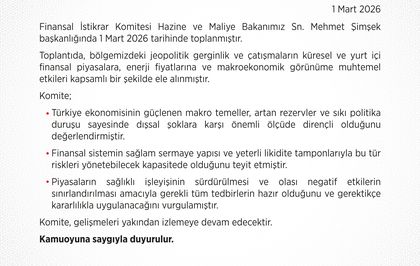Finansal İstikrar Komitesi, Bakan Şimşek başkanlığında toplandı