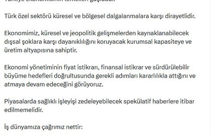 Hisarcıklıoğlu: Türkiye ekonomisinin temelleri güçlüdür