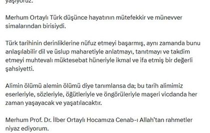 Bahçeli'den İlber Ortaylı için taziye mesajı
